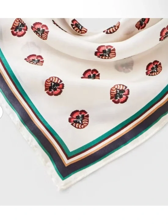 Universal Thread Cream Floral Dot Pattern Square Scarf - Picture 5 of 11